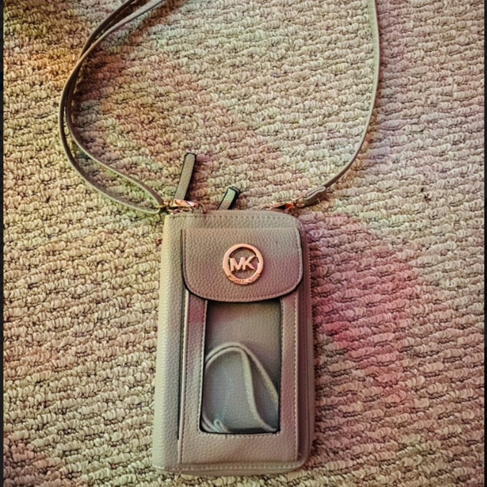 Grey Wallet with Removable Crossbody Strap